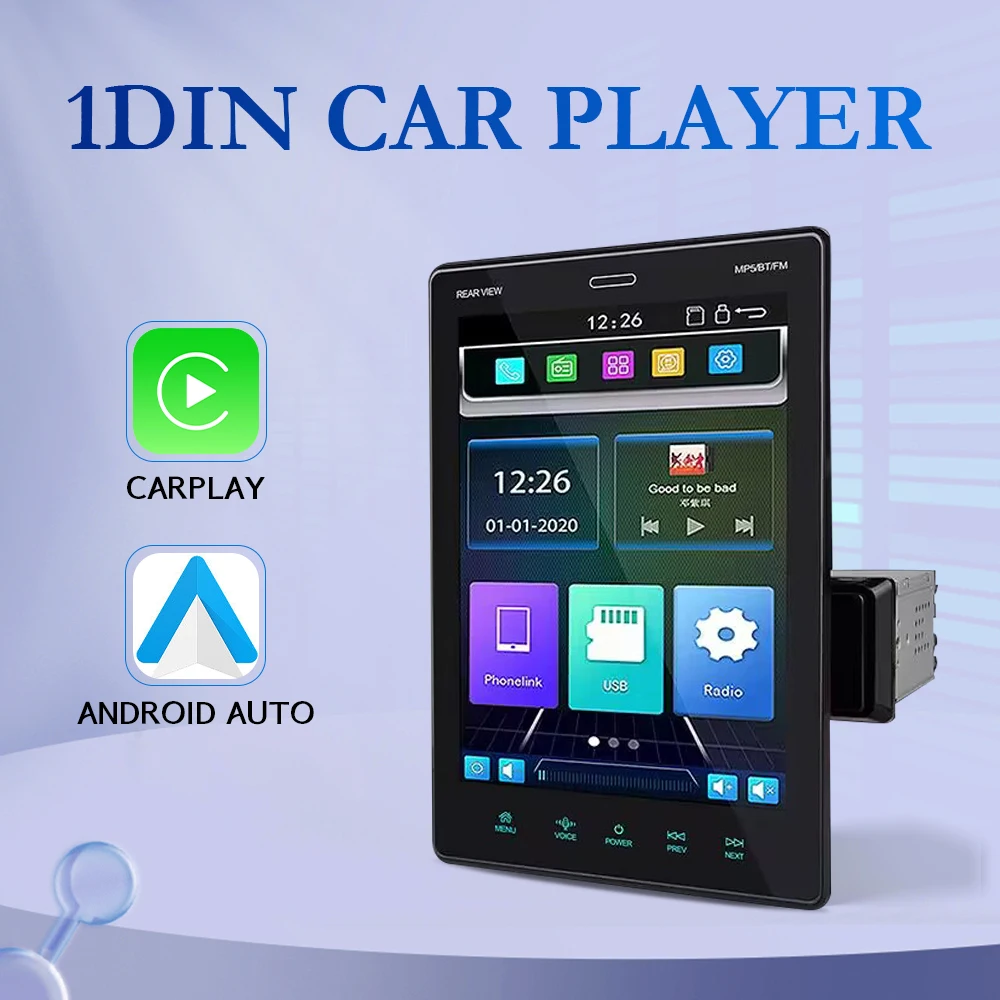 

9510C 9.5 Inch In Car Bluetooth Mp5 Player Carplay Vertical Screen External Hanging Screen Single Spindle Mp5 Rreverse Image