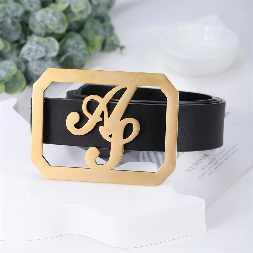

Квадратная пряжка для ремня с двумя инициалами, пряжка для ремня с двойной буквой, аксессуары унисекс, персонализированные мужские украшения, подарок на день отца