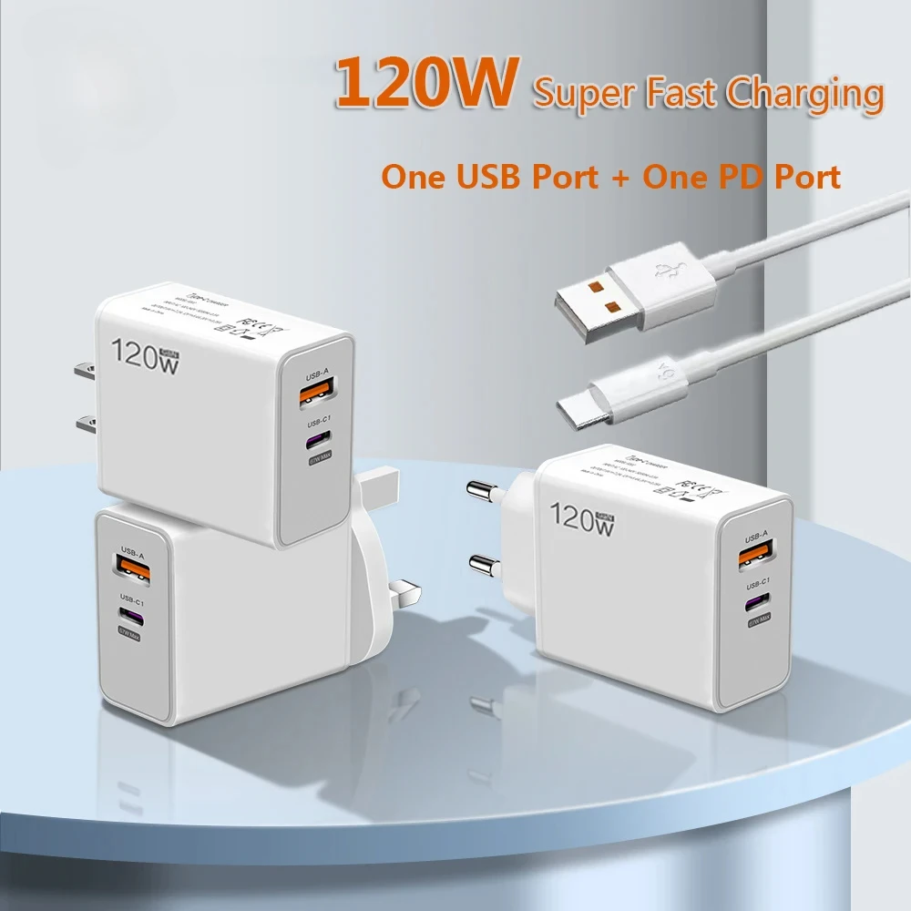 Xiaomi 120W Fast Charger 3.0 USB C Cable Type C Charge Cable Phone Charger Adapter for iPhone 14 Xiaomi Samsung Huawei USB