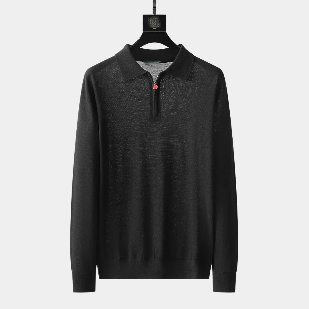 BILLIONAIRE SIJITONGDA 2025 heren boutique herfst en winter nieuwe wol gebreide revers casual lange mouwen poloshirt M-XXL