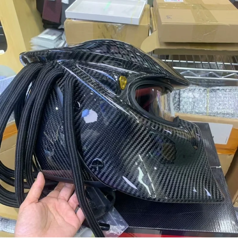 

Personalized Full-cover Carbon Fiber Helmet Retro Motorcycle Sports Car Full-face Helmet DOT ECE