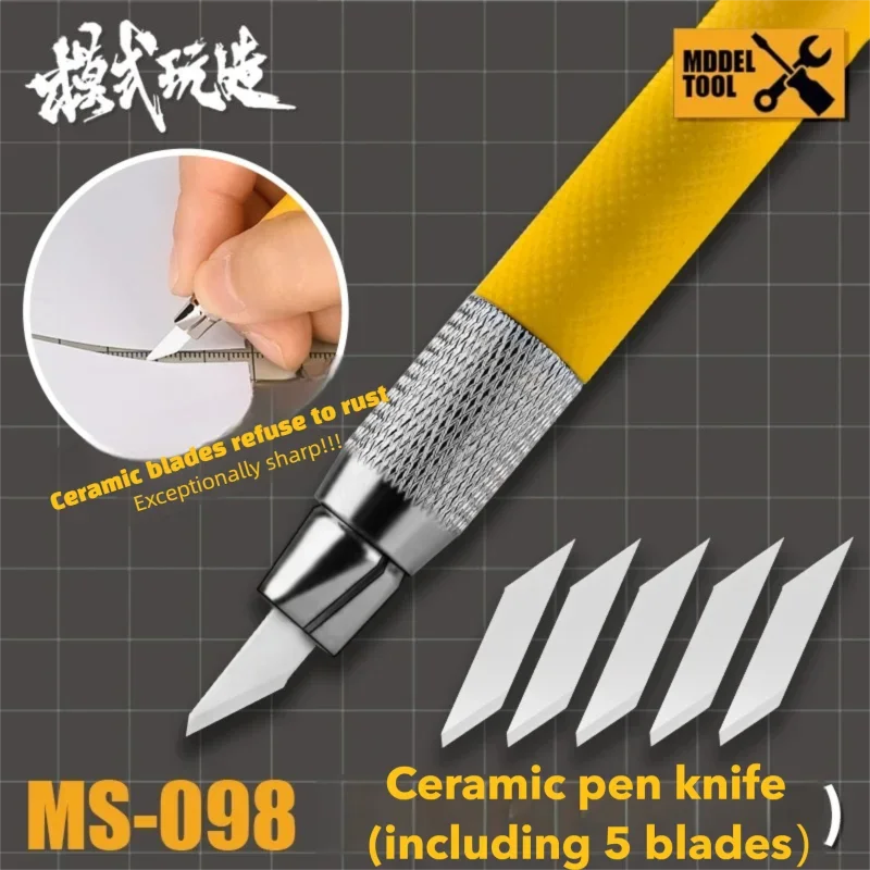 

MSWZ Ceramic Pen Knife Carving Tool with 5pcs Blade Set for Model Hobby DIY Parting Scraping/Nub Marks Remove Tool Knife