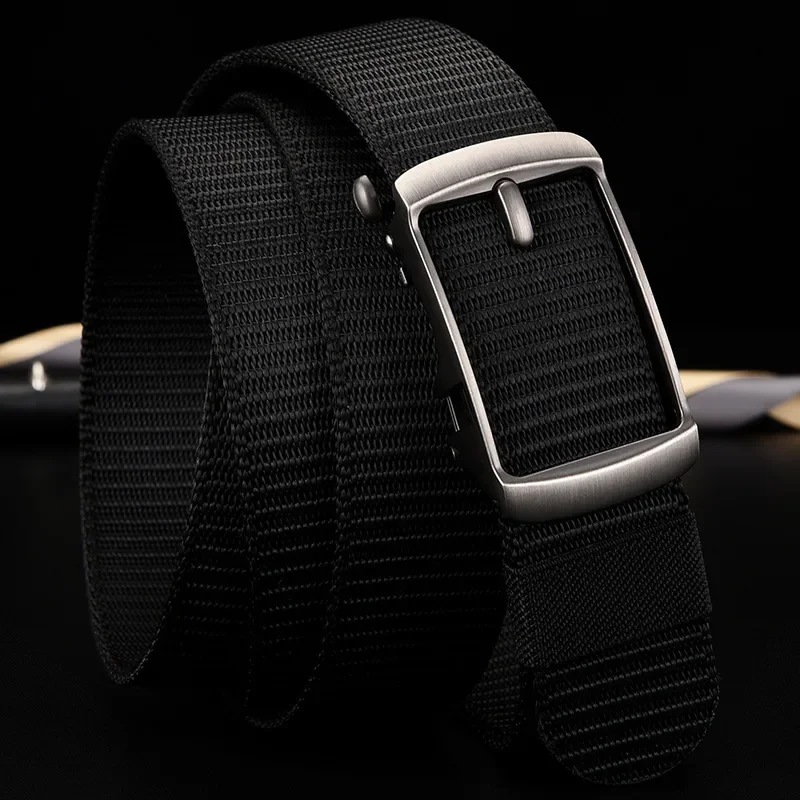 

Simple and Casual Men's Business Automatic Buckle Belt Canvas Imitation Nylon Belt and Oversized Trendy Pants Belt