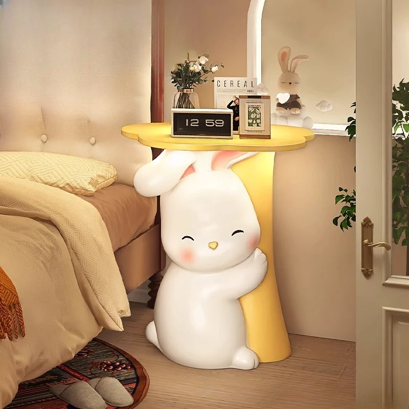 

Bunny Nightstand with Soft Lighting Cream Kids' Bedside Storage Furniture Smart Drawer Anti-Tip Safety Feature practical