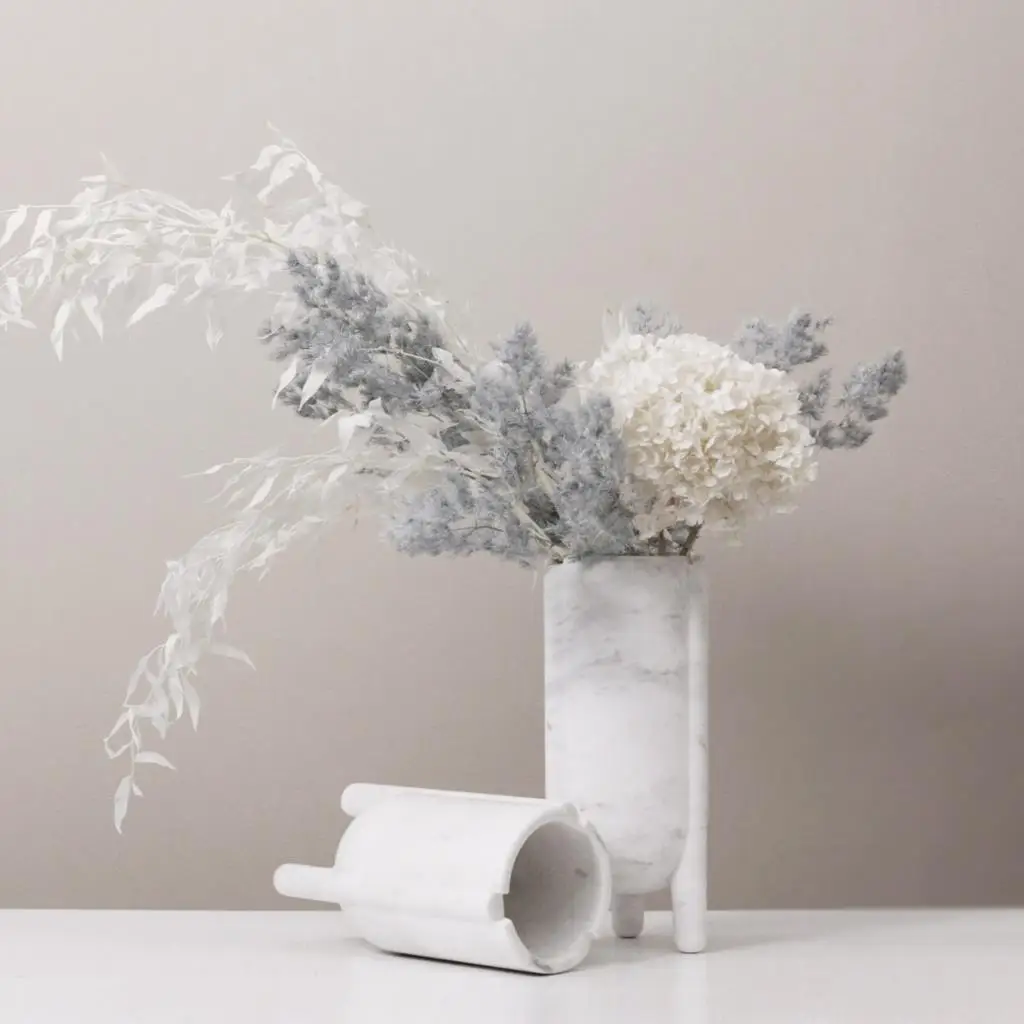 Light Luxury White Marble Tabletop Vase Flower Ornaments Model House Sales Office Hotel Villa Home Decorations Accessories