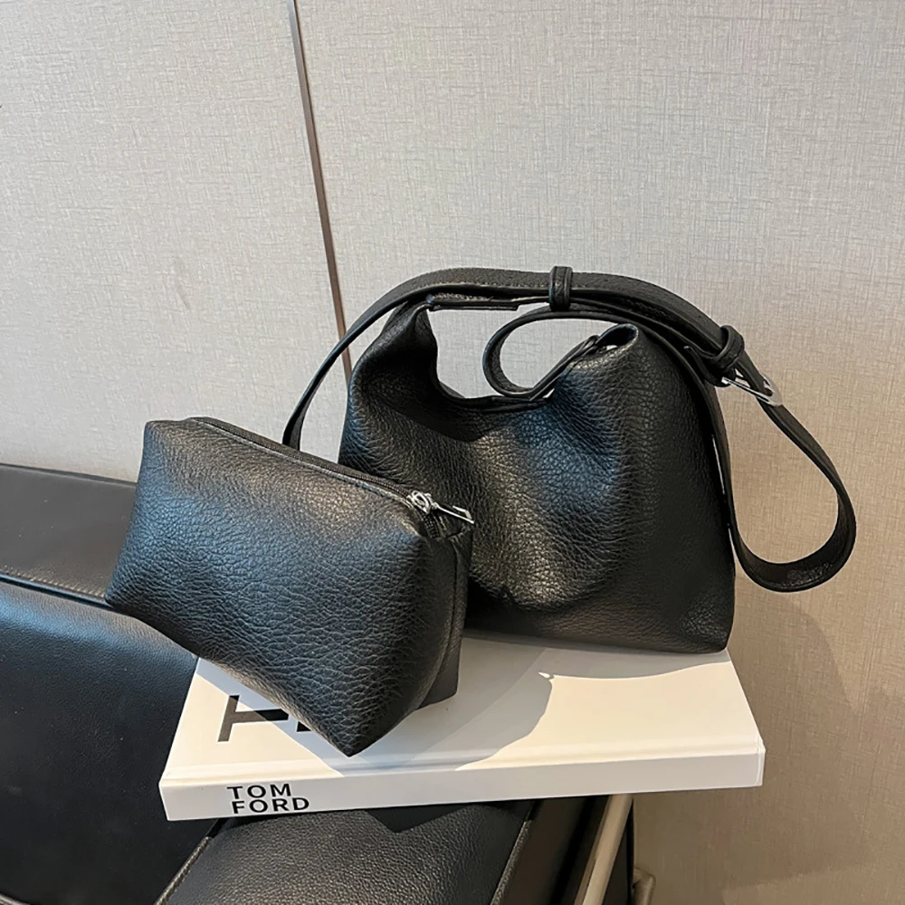 High Grade Buckle Composite Bag Women's Casual All-Match Solid Color Crossbody Bags Versatile Daily Commute Single Shoulder Pack