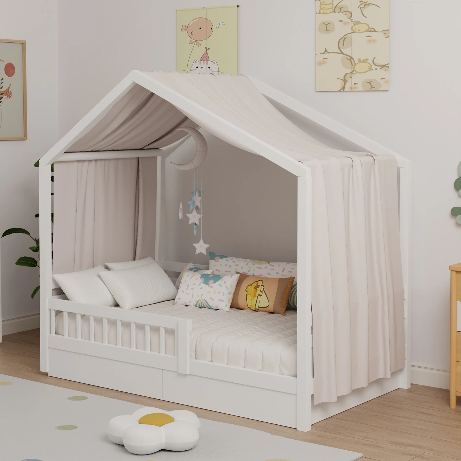 Stapelbed luifel 1/2 stuk mousseline stapelbed luifel, stoffen luifel voor stapelbedden geschikt voor bedluifel, slaapkamerdecoratie