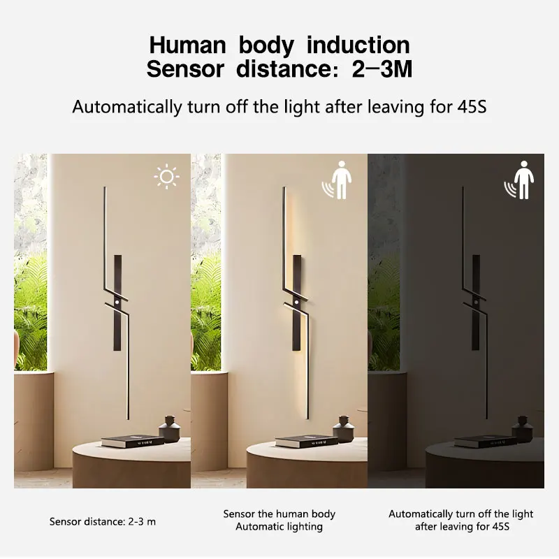 Indoor PIR Motion Sensor LED Wall Lights for Corridor Aisle Human Body Induction LED Wall Lamps Wall Sconce for Bedroom AC85-265