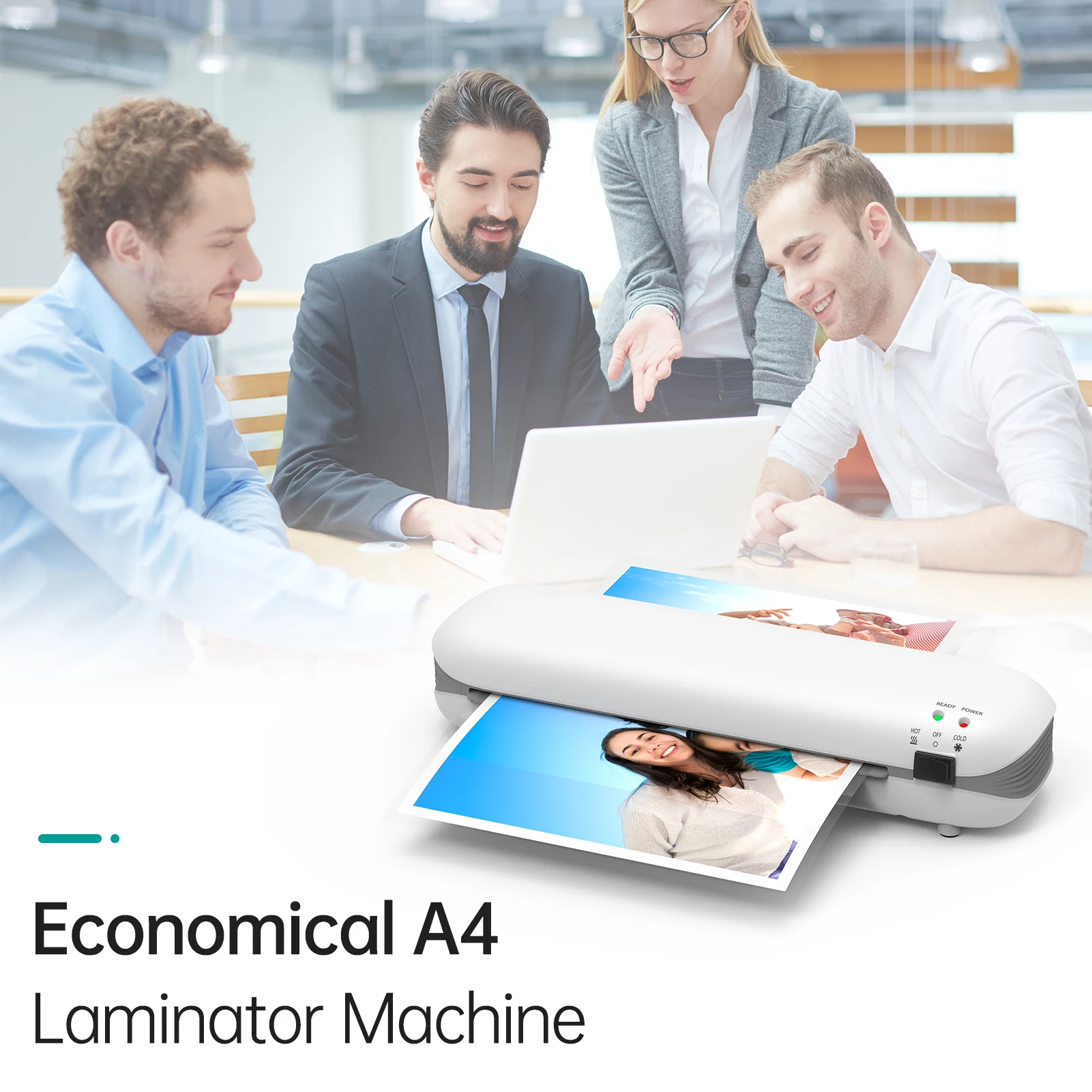 A4 Laminating Machine 9 Inches Thermal Laminator Machine Desktop Hot and Cold Lamination 2 Roller System 230mm Entry Width Quick