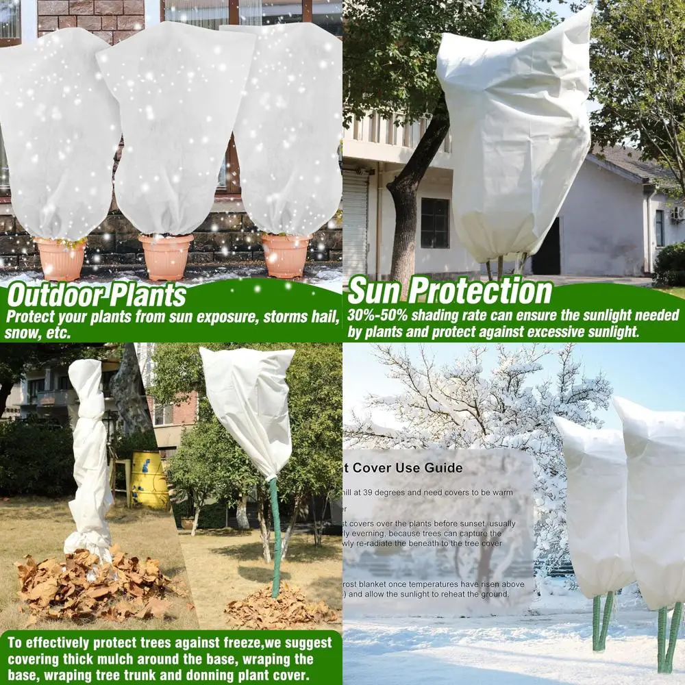 

5-Pack Drawstring Plant Covers with Zipper, 54x72, Winter Tree Protection Jacket for Outdoor Plants