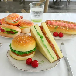 Simulation Bread Sandwich Hamburger Hot Dog Restaurant Model Decoration Supplies Furnishing Articles Crafts Food Toys