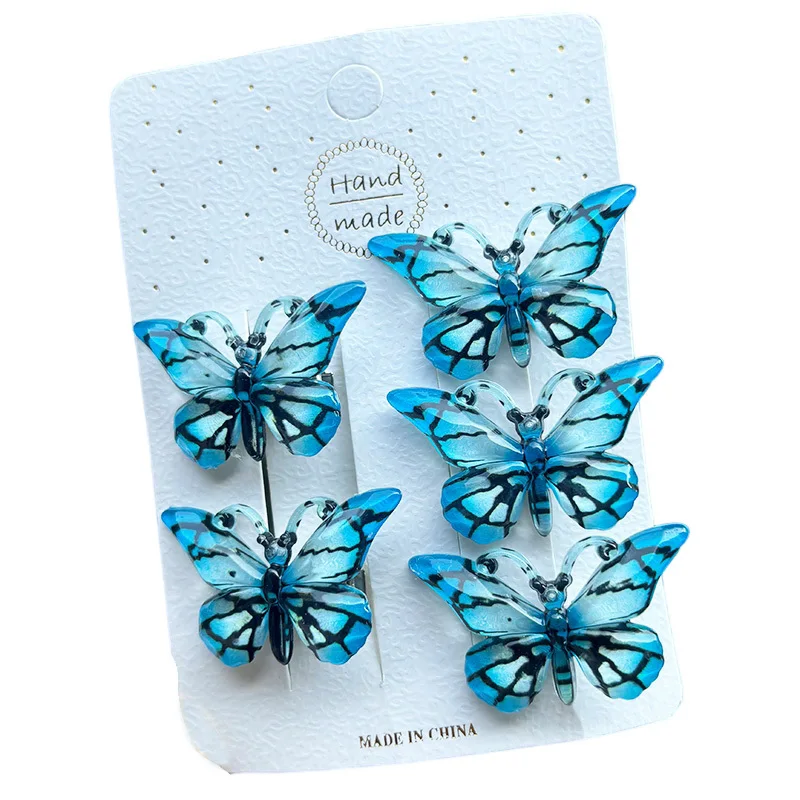 5PCS New Lovely Cartoon Gradient Butterfly Girls Hairpins Children Headwear Hairgrip Hair Accessories