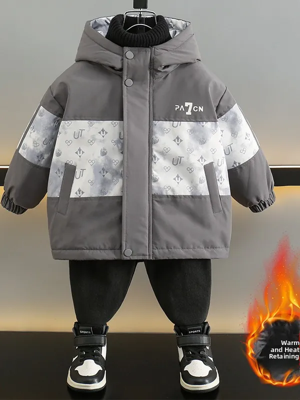 

Thiened Cotton Jaet for Boys Autumn Winter New Arrival Parka Sle Coat Warmth Stand Fit Long Sve Zipper Closure Ca...
