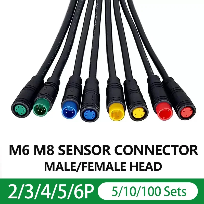 

5/10Sets M6 M8 Julet Sensor Connectors Plug Male Female Waterproof Navigation Signal Bicycle Screen Charging Cable 20CM