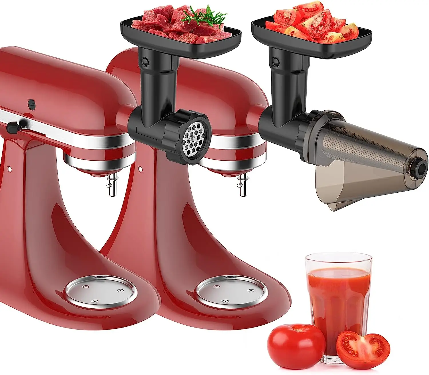 

Dishwasher safe Fruit and Vegetable Attachment Strainer Set with Meat Grinder for Kitchenaid, Fruits Jucier Vegetables Strainer