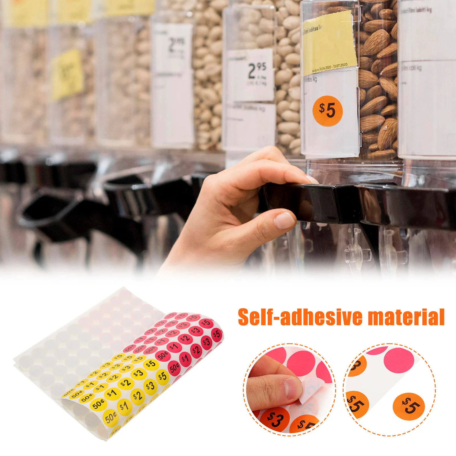 

10 Sheets Self-Adhesive Price Stickers Neon Round Sale Labels for Goods Pricing Small Business Market Supermarket Retail Display