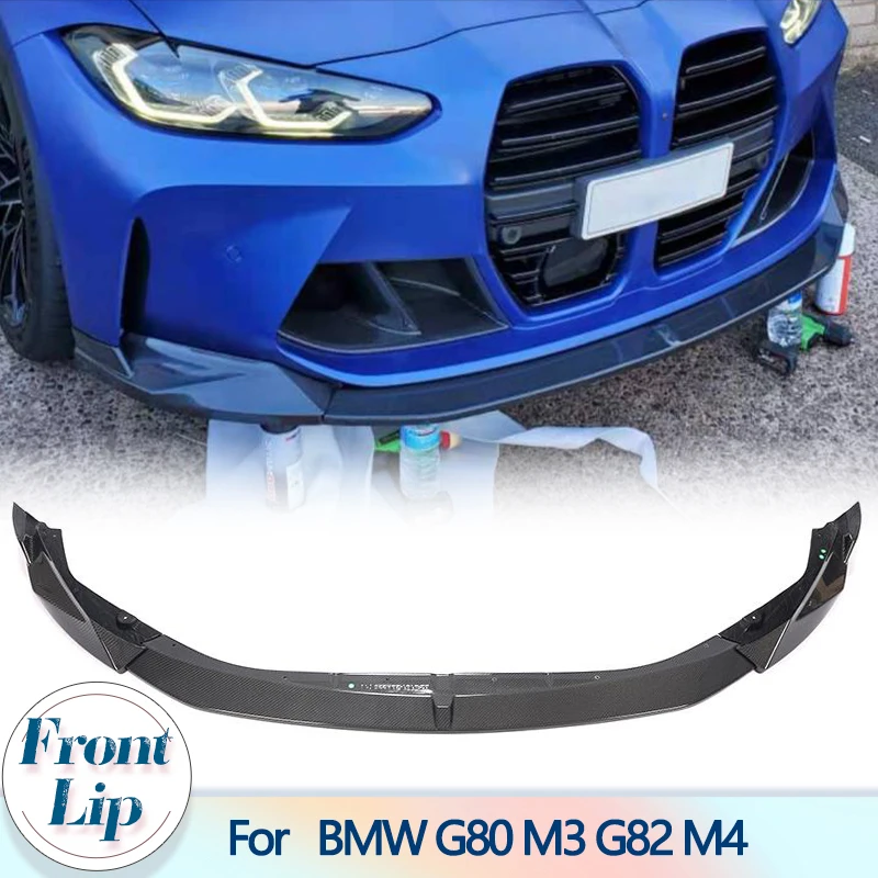 

Car Front Bumper Lip Spoiler for BMW G80 M3 G82 M4 2021 2022 Carbon Fiber Racing Front Lip Chin Protector Apron Guard Body Kits