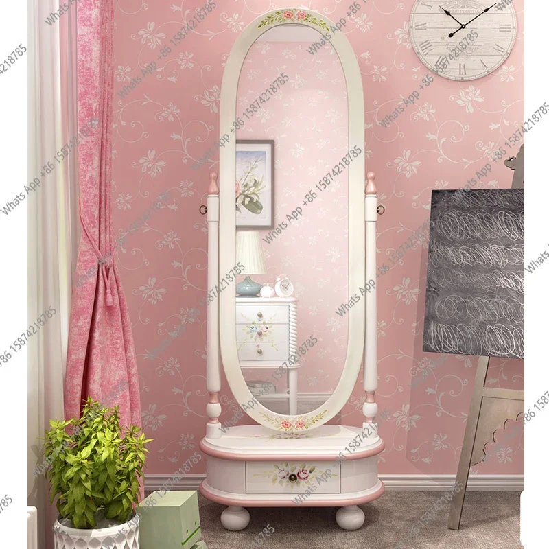 N63 rural painted solid wood living room bedroom full body dressing mirror fitting floor mirror activity decorative mirror