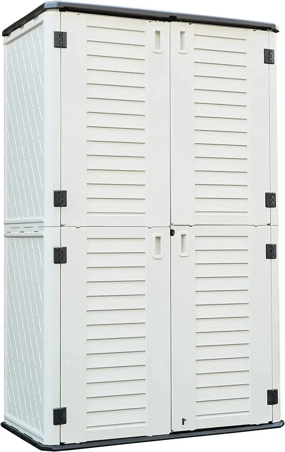 Kinying Polyethylene Outdoor Storage Cabinet, Vertical Storage Shed Perfect to Store Patio Furniture, Garden Tools Accessories,