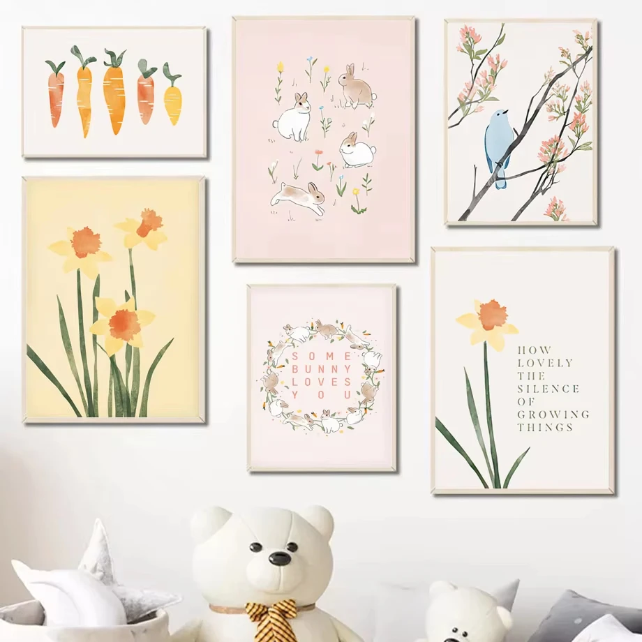 Easter Spring Pastels Minimalism Canvas Painting Nordic Posters and Prints Wall Art Pictures for Living Room Home Decor
