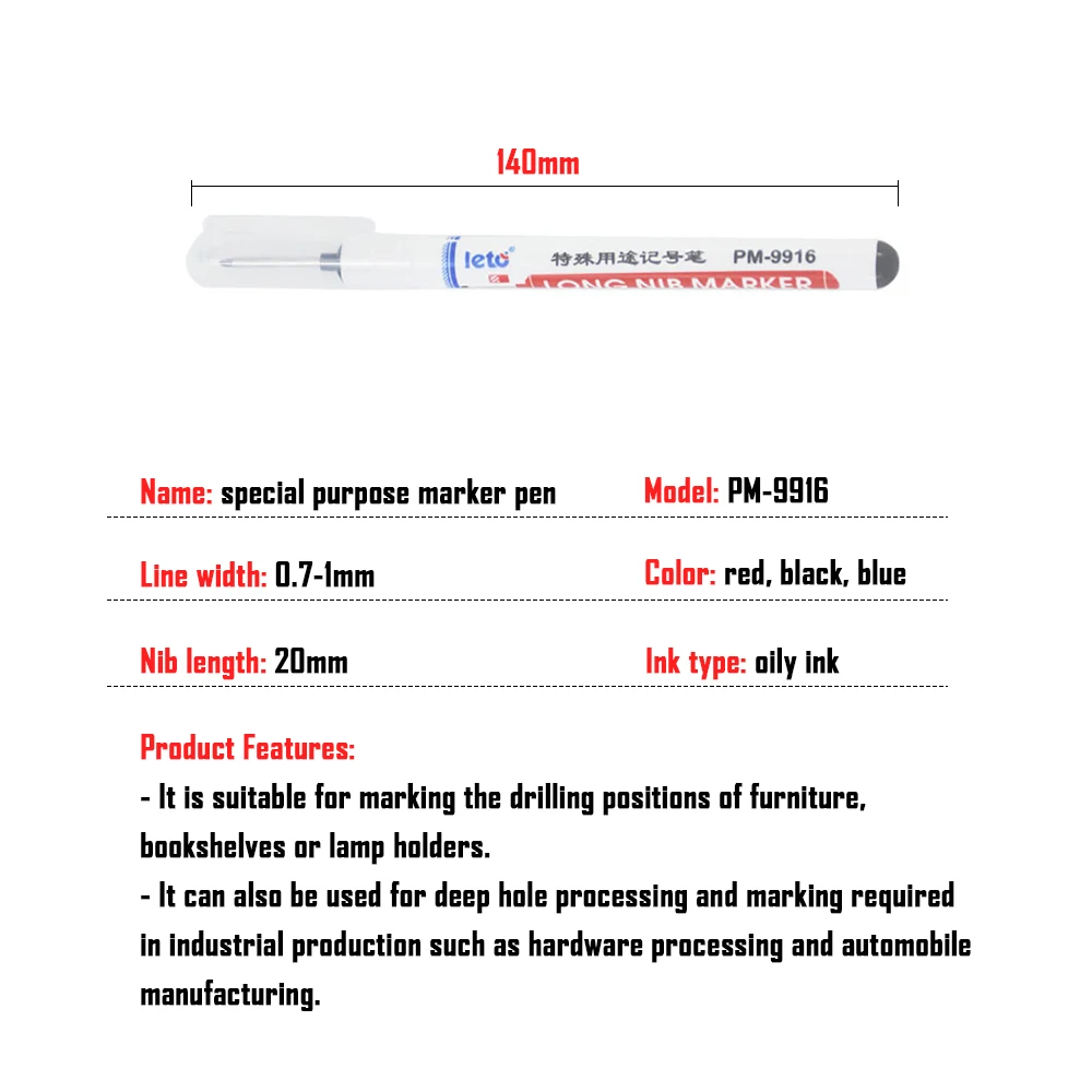 20 مللي متر طويل رئيس ماركر أقلام 2/3/6/8 قطعة/المجموعة متعددة الأغراض الحمام النجارة الديكور ثقب عميق ماركر القلم الحبر 9916 أدوات مجموعة