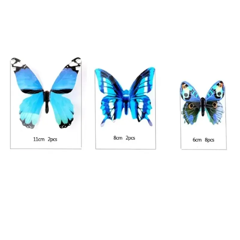 12 Sets 1 Gift Decoration Three-Dimensional Butterfly Wall Attachment Refrigerator Attachment Color Print Living Room Home