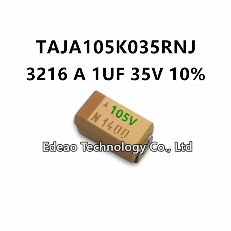 10Pcs/LOT NEW A-Type 3216A/1206 1UF 35V ±10%  Marking:105V TAJA105K035RNJ SMD Tantalum Capacitor