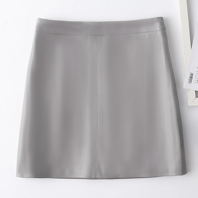 

Кожаная юбка А-силуэта с высокой талией для женщин больших размеров, короткая, стройнящая, универсальная, однотонная, для весенне-осеннего сезона