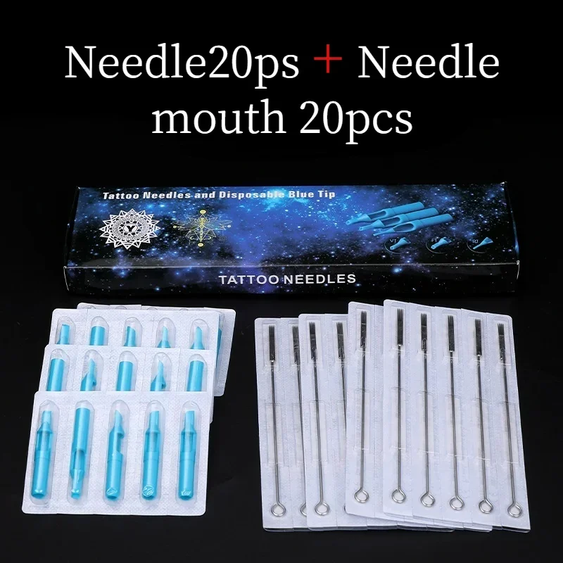 Blue Disposable Plastic Tattoo Tips with Box Body Art Tools RM+FT Mixed Tattoo Needles Tips Tattoo Needle 40Pcs/Set