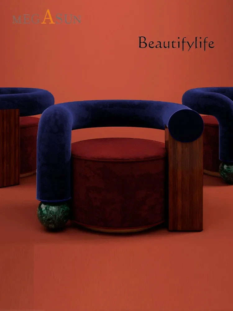 c Nordic Light Luxury Designer Model Special-Shaped Couch Model Room Beauty Salon Creative Fabric Leisure Chair