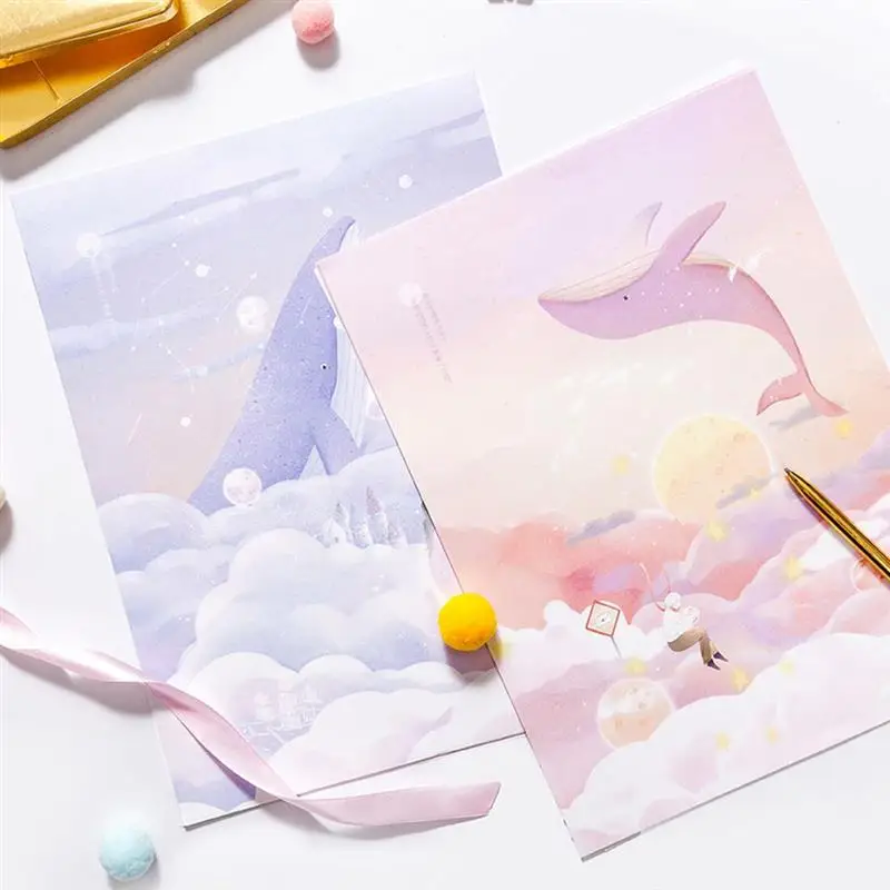 Papier à lettres coloré, enveloppes en plastique 100g, pour note d'anniversaire simple, exquises et délicates, 4 ensembles