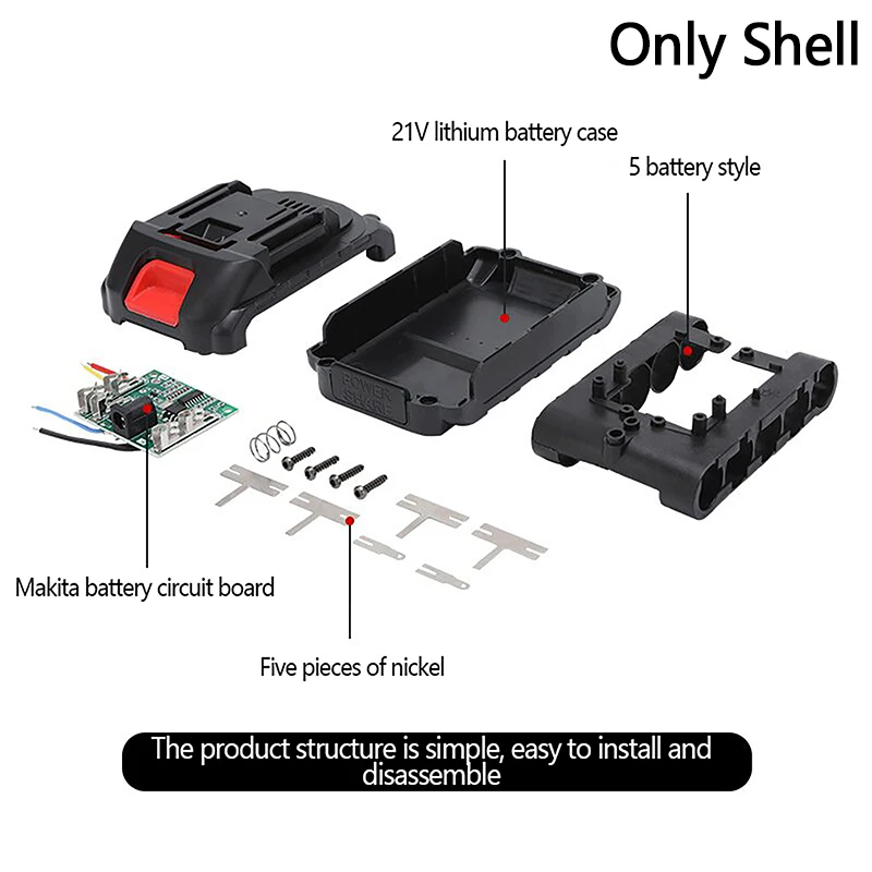 Lithium Ion Battery Charging Protection Board, Lithium Battery Housing Bracket, 21V DC Tool Accessories, Replacement Parts