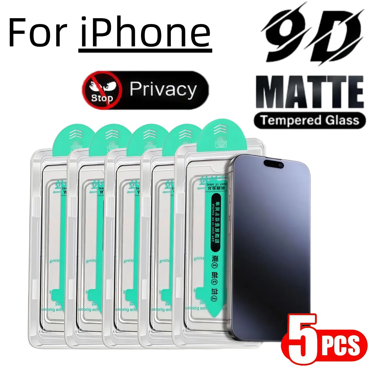 

5PCS Matte Privacy Screen Protector Tempered Glass 9H Hardness Compatible with iPhone Air/17/16/15/14/13/12/11/X/XS/XR Series