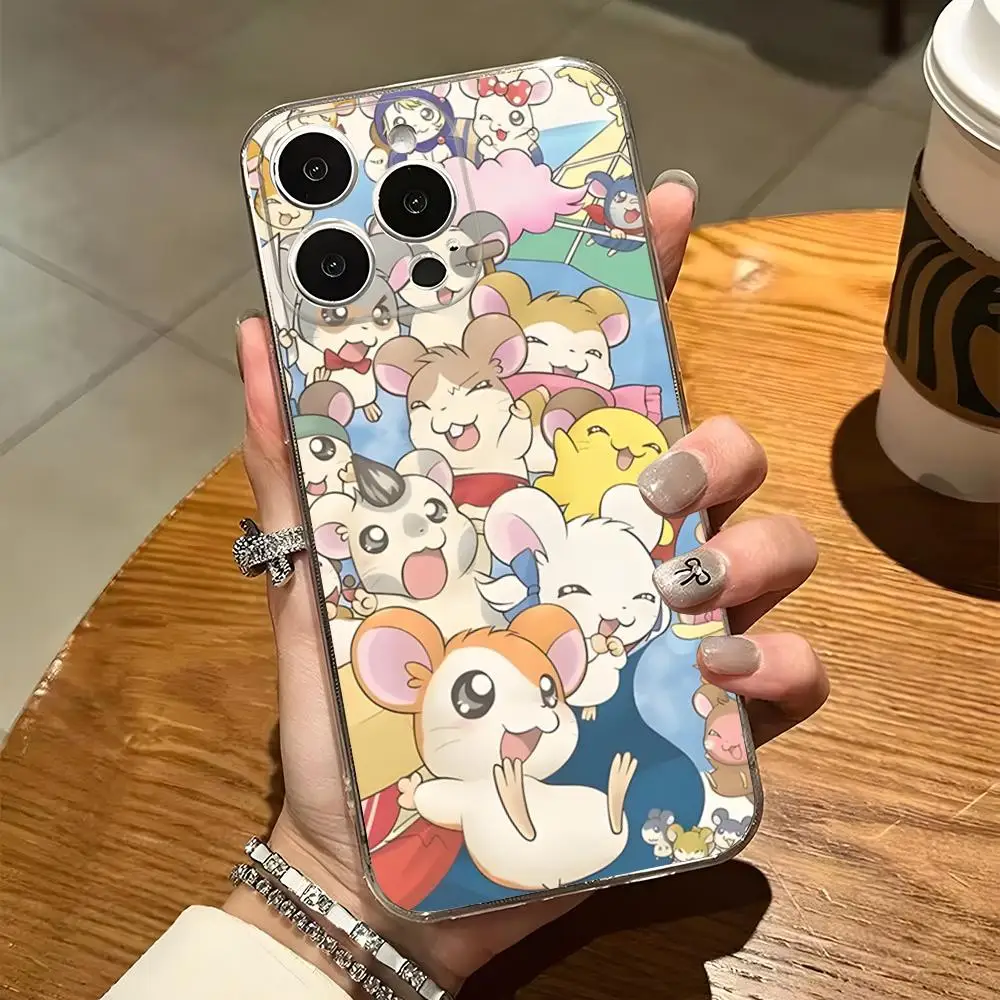 Hamtaro Cute Hamster Mouse Phone Case For Iphone 15 Pro Max 14 Plus 11 12 Mini 13 Pro 7 8 X XR XS SE Transparent Back Cover