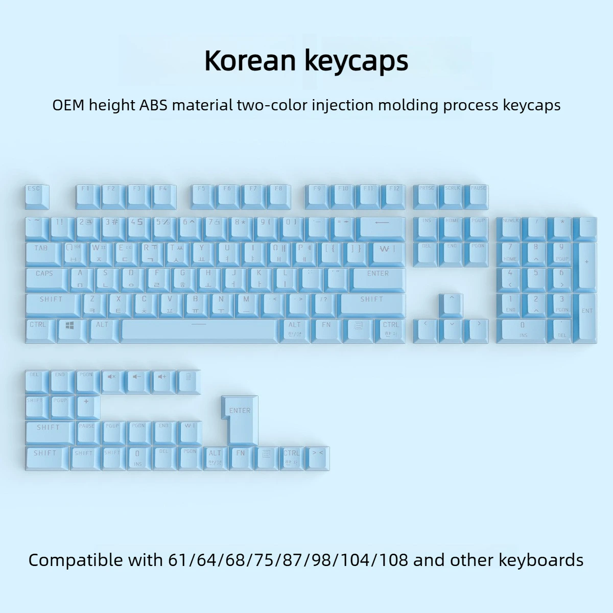Korean Keycaps Set for Mechanical Keyboard Transparent Black White Key Cap Set for Mechanical Keyboards 68 75 80 95 108 view 3