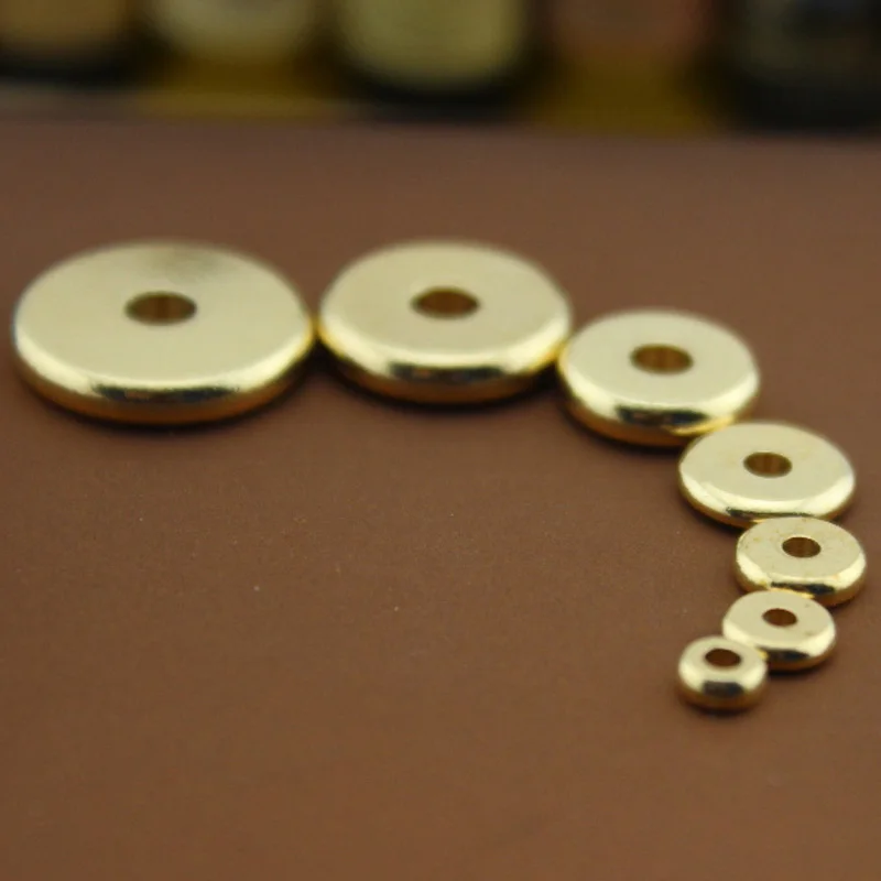 4/5/6/8/10/12/14mm 50pcs Original Brass Round Flat Copper Spacer Beads Fit Bracelet Necklace Spacer Ring DIY Jewelry Findings