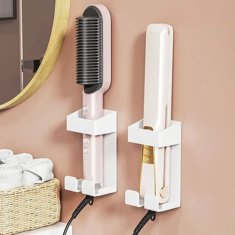 

Wall Mounted Hair Straighteners Holder Curling Wands Iron Storage Rack Shaver Toothpaste Storage Rack Bathroom Organizer