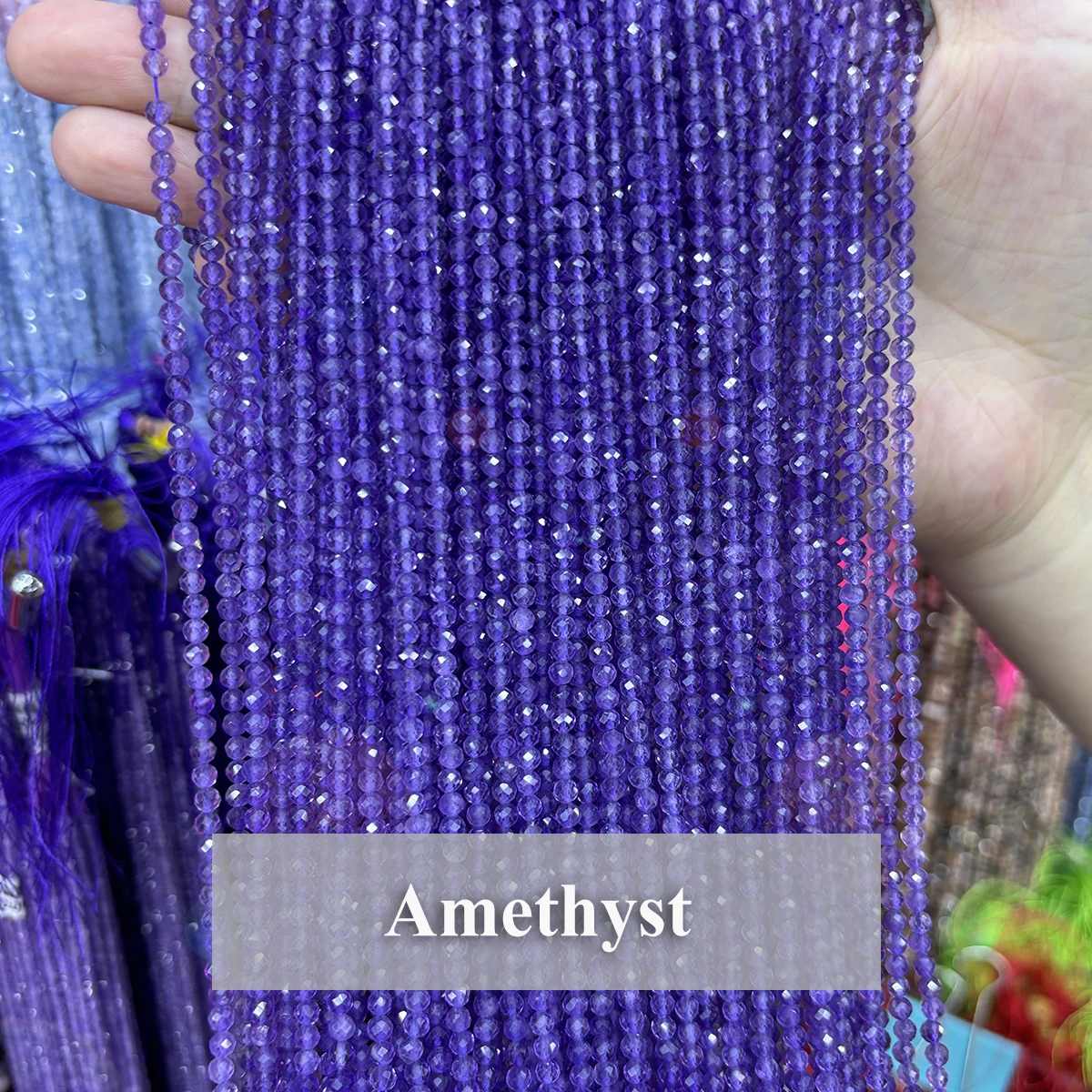 Natural Amethyst Faceted Beads 2 3 4mm Loose Gemstone Round Crystal Stone Beads DIY Making Bracelet Necklace Jewelry Accessories