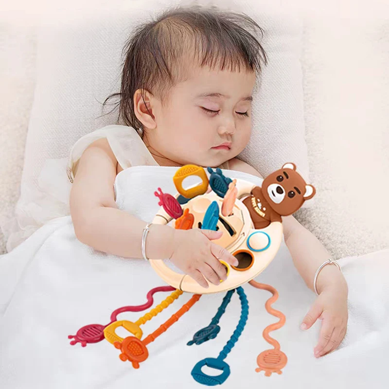 Finger Pull String Cartoon Toys for 6 12 Months Baby's Sensory Development Educational Teething Fidget Activity Toys Babies