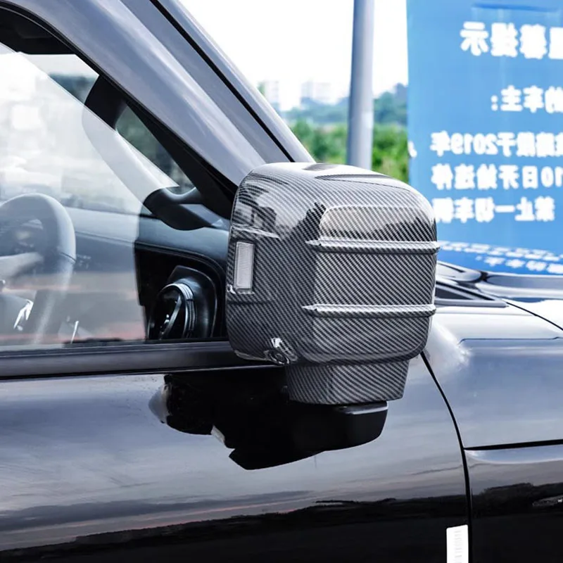 Carbon Chrome Black Car Side Mirror Rear View Mirror Cover Anti Scratch For GWM Great Wall WEY Tank 300 2022-2025 Accessories