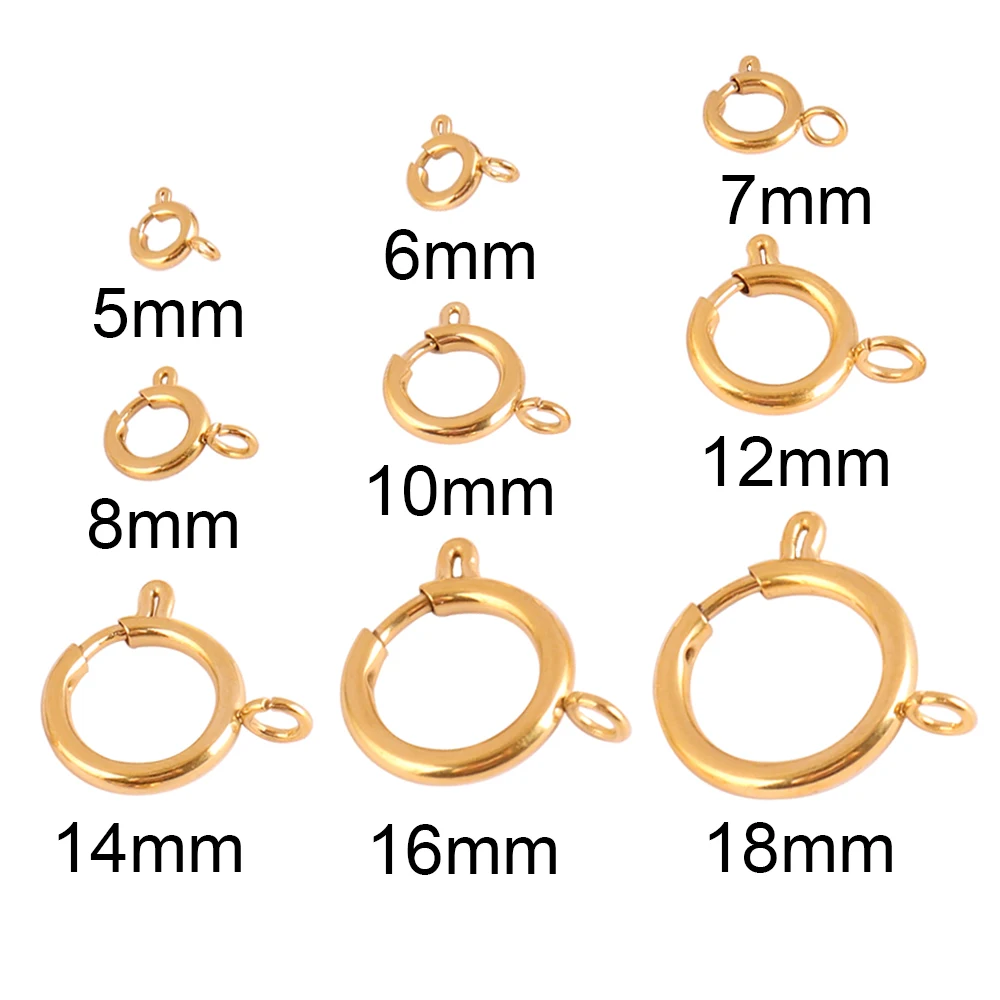 10Pcs Stainless Steel Springring Clasps for Jewelry Making