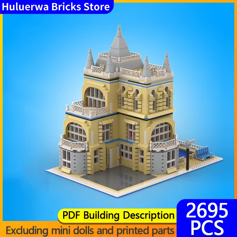 Street View Model MOC Building Bricks High End Hotels Swimming Pool Modular Technology Gifts Holiday Assemble Children Toys Suit