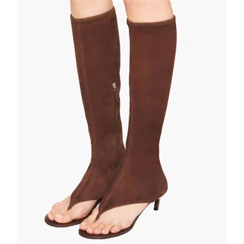 2026 New Pinch Toe Knee Length Cool Boots Women Fashion Summer Slim Heel Shoes Ladies Luxury Mid Heel Elastic Boots Large Size image 3