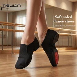 Scarpe da ballo scarpe da allenamento con suola morbida da donna scarpe da insegnante danza classica tela da esterno scarpe Jazz stringate da uomo nere