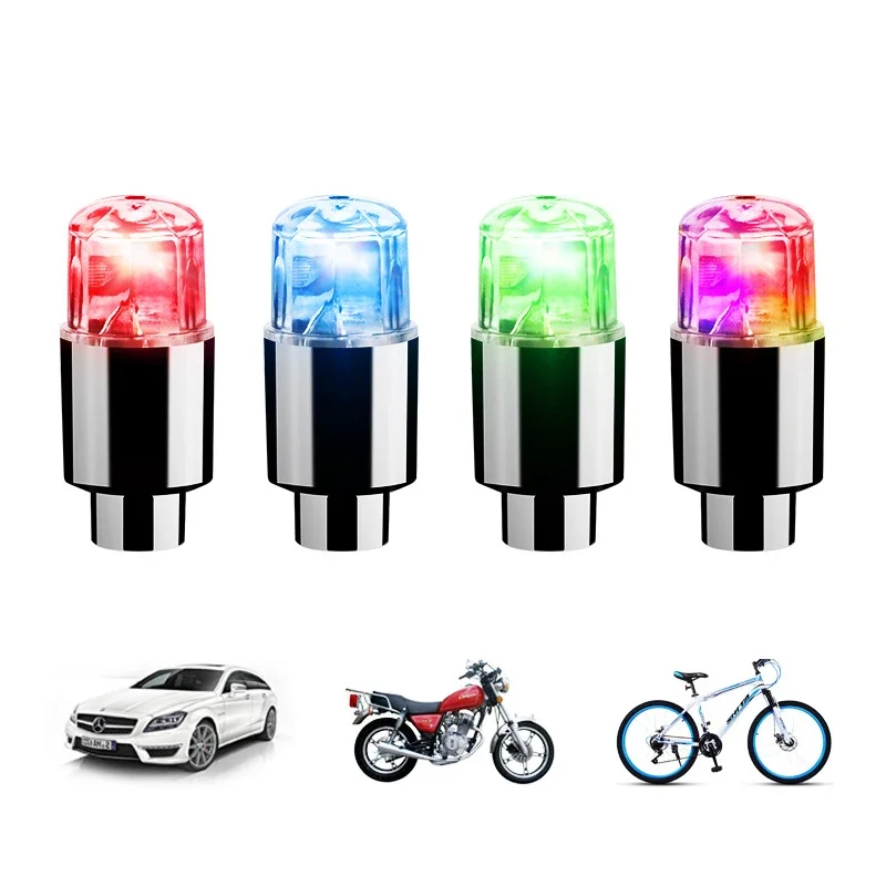 2/4PCS Wheel Lights Cap Car Moto Bike Wheel Tire Tyre Air Valve Stem LED Light Neon Valve Cap Lamp Tire Hub Colorful Flashing