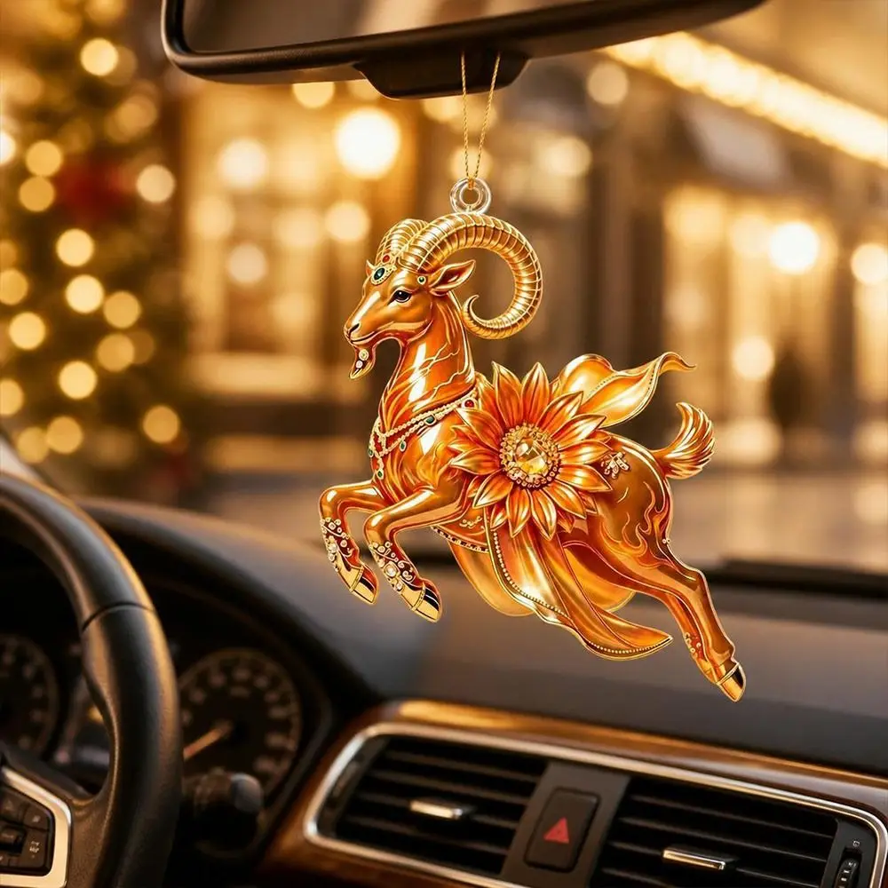 Fashion Shining Goat Hanging Ornament Galloping Goat Embossed Pattern Goat Pendant Acrylic Goat Pendant Festive Occasions