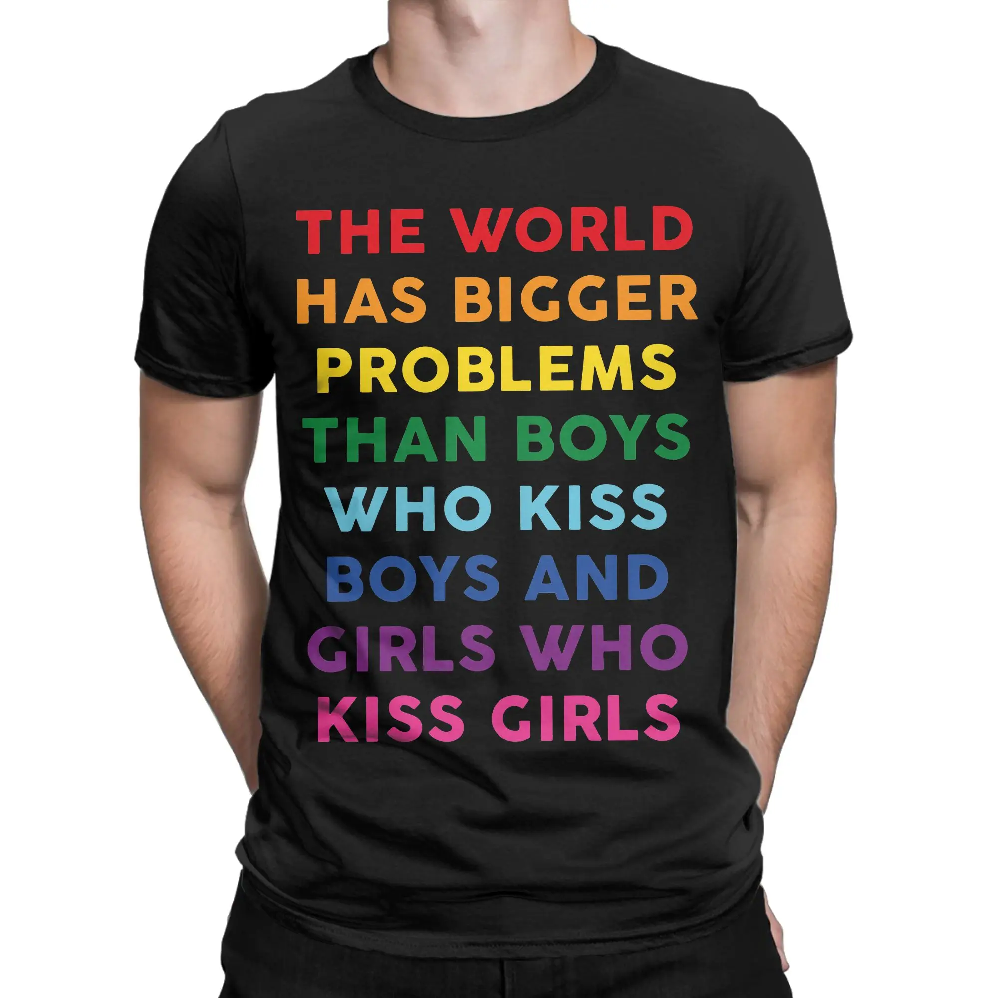 Casual The World Has Bigger Problems T-Shirt Unisex 100%Cotton Short Sleeve Gay Pride LGBT Round Neck Summer Top Tee