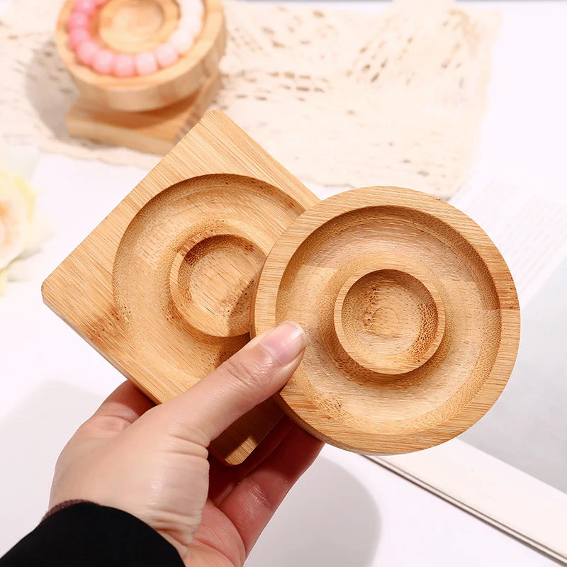 DIY Bracelates Wooden Plate Beading Tray Design Jewelry Measuring Tools Crafts Gifts Organizer Compartment Bamboo Natural Board