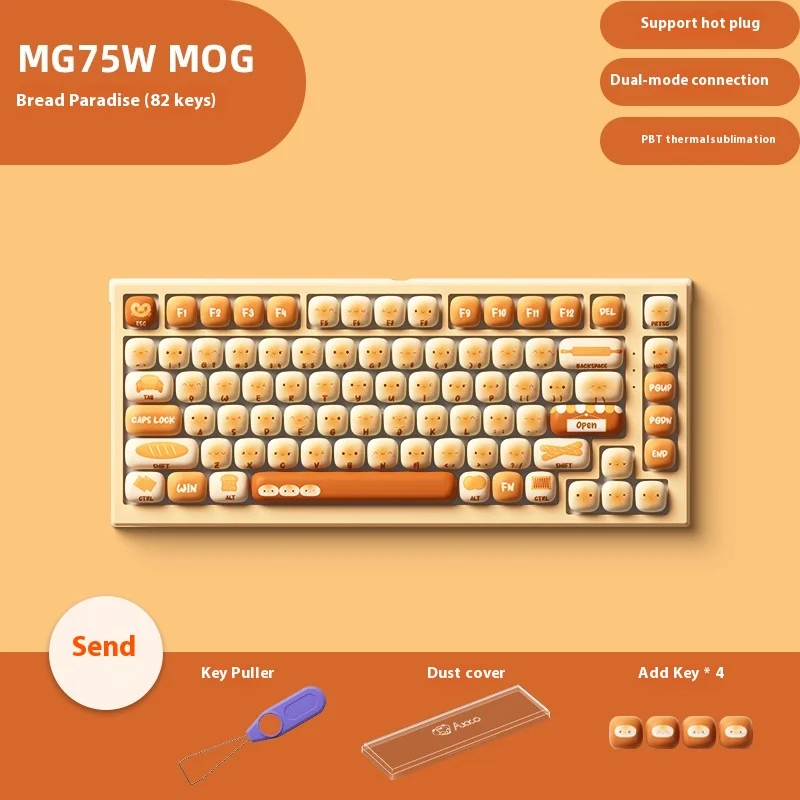 

Akko MG75W Mechanical Keyboard 2.4g Wireless Hot-Swap Steamed Bun Paradise Gaming Keyboard Customized Cute Accessory For Gamer