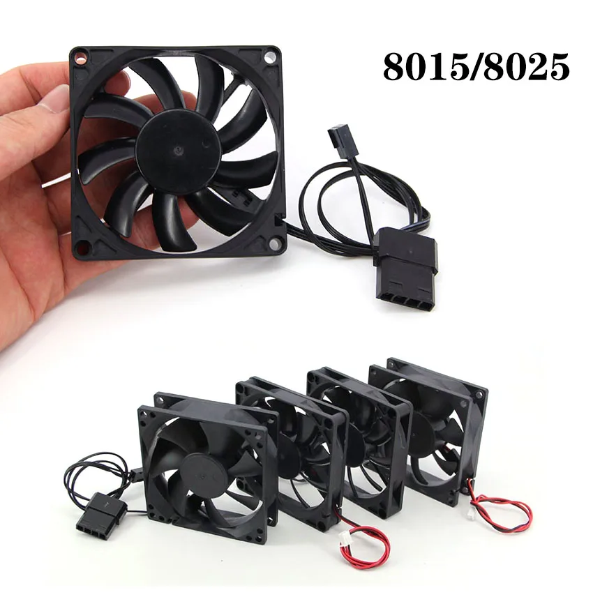 8cm 8015 8025 DC 12v 3pin big 4pin xh 2.54 2pin Brushless Cooling Fan 80x80x25mm Heatsink Radiator 80*80*15 For PC Case GPU